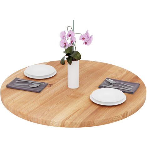 LAMO Manufaktur Plateau de table rond 90 cm en bois naturel Dessus rond de table à manger, de cuisine, de bistrot Épaisseur : 40 mm Couleur : Foncé