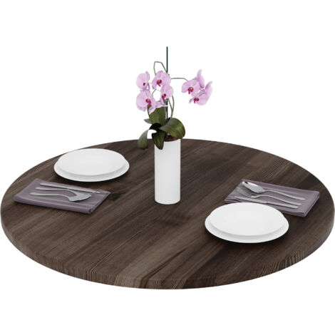 LAMO Manufaktur Plateau de table rond 90 cm en bois naturel  Dessus rond de table à manger, de cuisine, de bistrot  Épaisseur : 28 mm  Couleur : Ébène