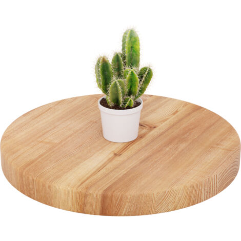 LAMO Manufaktur Plateau de table rond 40 cm en bois naturel Pour table basse ronde ou de chevet Épaisseur : 40 mm Couleur : Foncé (1/5)