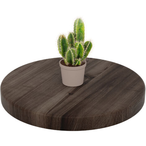 LAMO Manufaktur Plateau de table rond 40 cm en bois naturel Pour table basse ronde ou de chevet Épaisseur : 40 mm Couleur : Ébène
