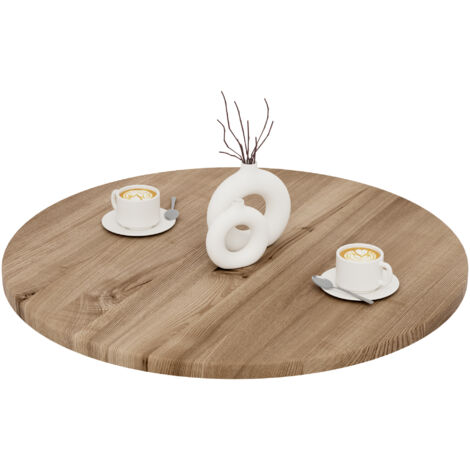 LAMO Manufaktur Plateau de table rond 80 cm en bois naturel Dessus rond de table à manger, de cuisine, de bistrot Épaisseur: 28 mm Couleur: Marron Noisette