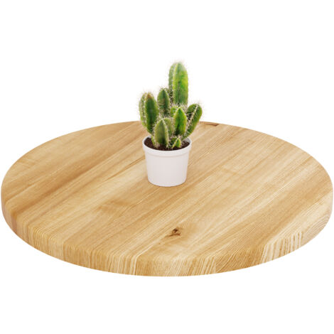 LAMO Manufaktur Plateau de table rond 50 cm en bois naturel  Pour table basse ronde ou de chevet  Épaisseur : 28 mm  Couleur : Rustique (1/5)