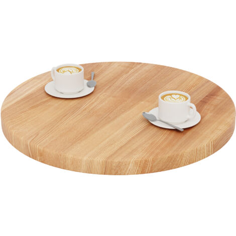 LAMO Manufaktur Plateau de table rond 60 cm en bois naturel  Pour table basse ronde ou de chevet  Épaisseur : 40 mm  Couleur : Foncé