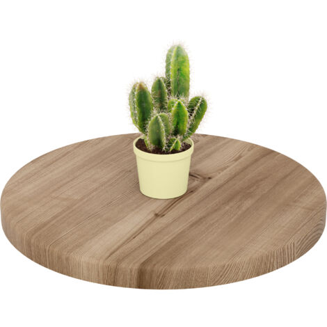 LAMO Manufaktur Plateau de table rond 40 cm en bois naturel  Pour table basse ronde ou de chevet  Épaisseur : 28 mm  Couleur : Marron Noisette