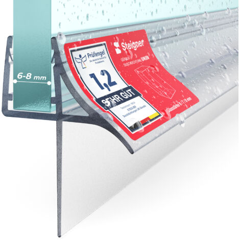 STEIGNER Joint porte de douche 87cm UK09 (1 pc.) transparent - Joint vertical pour douche d’angle, en niche ou pentagonale avec porte 6-8 mm - Ajustement parfait, Matériau durable, Imperméable