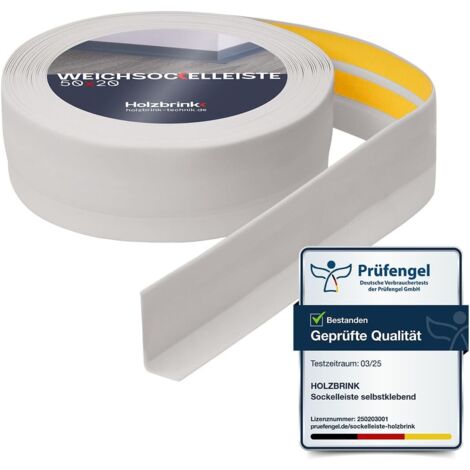 HOLZBRINK Plinthe souple autoadhésive 50x20mm, 15 m  Plinthe PVC pour finition plan de travail, sous-meubles Cornière PVC flexible  Couleur : gris cendré