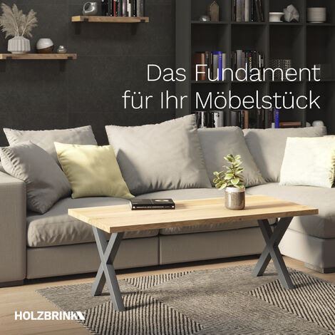 HOLZBRINK 1x Pied de Table X en Profilés d'Acier 40x40 mm, Dimensions 30x43 cm, Gris Anthracite, HLT-03-F-AA-7016