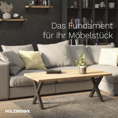HOLZBRINK 1x Pied de Table X en Profilés d'Acier 40x40 mm, Dimensions 40x43 cm, Noir Foncé, HLT-03-F-BB-9005