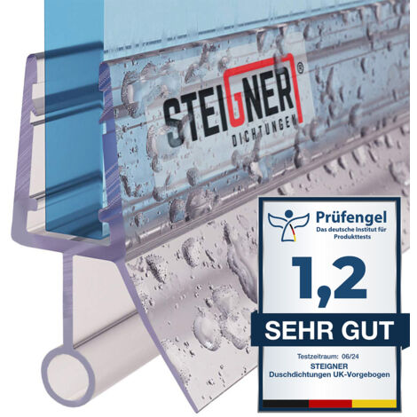 STEIGNER Joint de douche pour paroi en verre, 170cm, vitre 3,5/4/5mm, joint d'étanchéité PVC droit pour les cabines de douche réctangulaires, UK18
