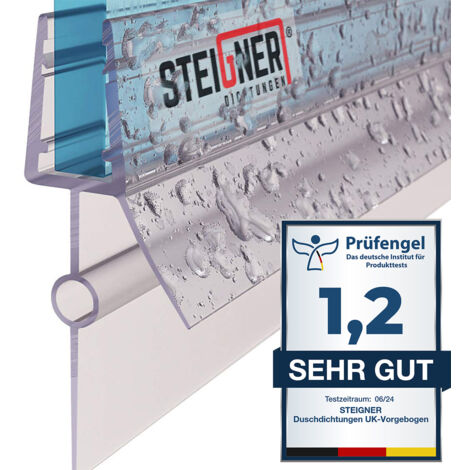 Steigner – Joint de douche en PVC droit 100cm – Épaisseur verre 7/8mm – Étanchéité optimale pour cabines rectangulaires – Transparent - UK22-08 (1/5)
