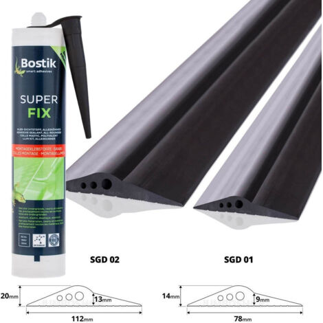 Steigner – Seuil de porte garage en EPDM 20 mm x 112 mm – Longueur 3,5 m – Colle de montage incluse – Résistant aux intempéries - SGD02