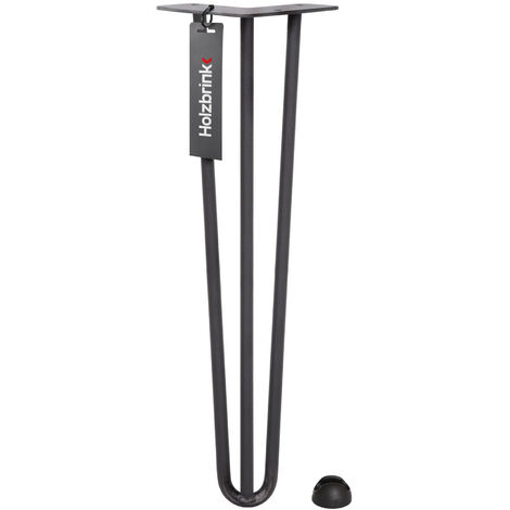HOLZBRINK Pied de Table en Acier Hairpin Triple Barre 12 mm, Hauteur: 80 cm, Gris Anthracite, 1 pcs, HLT-13A-80-7016