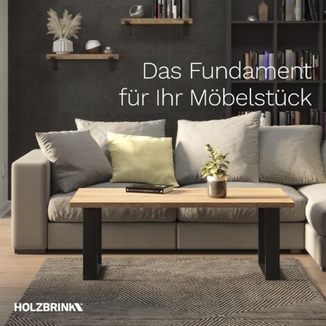 HOLZBRINK 1x Pied de Table en Profilés d'Acier 60x20 mm, Cadre 40x43 cm, Noir Foncé, HLT-01-E-BB-9005