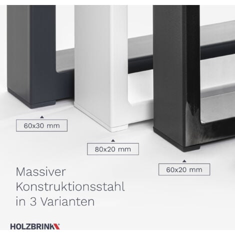 HOLZBRINK 1x Pied de Table en Profilés d'Acier 60x20 mm, Cadre 40x43 cm, Noir Foncé, HLT-01-E-BB-9005