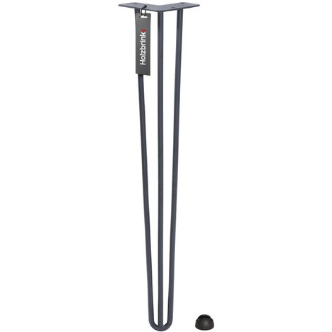 Pied de table en acier hairpin 80 cm – 3 tiges de 12 mm – Finition noir foncé RAL 9005 – Pour plateaux en bois, verre ou pierre – Holzbrink
