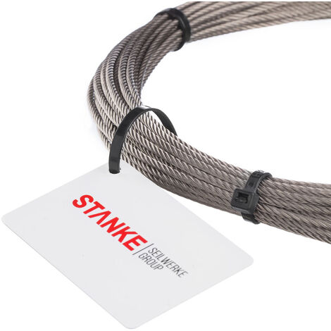 Seilwerk STANKE 90 m Câble dAcier Acier Inoxydable 4 mm 7x7 Cordage en Acier Inoxydable Inox V4A A4 