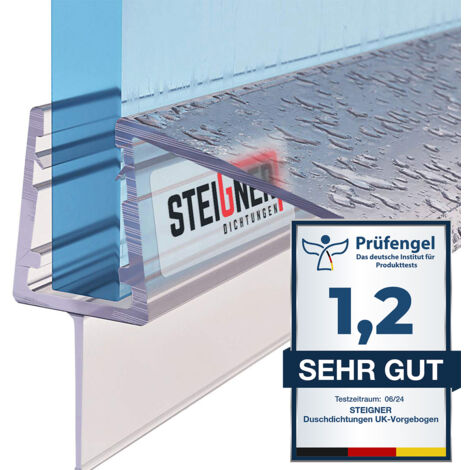 Steigner – Joint de douche droit en PVC pour paroi en verre 100cm – Étanchéité 100% – Vitre 5/6/7mm – Installation rapide et facile
