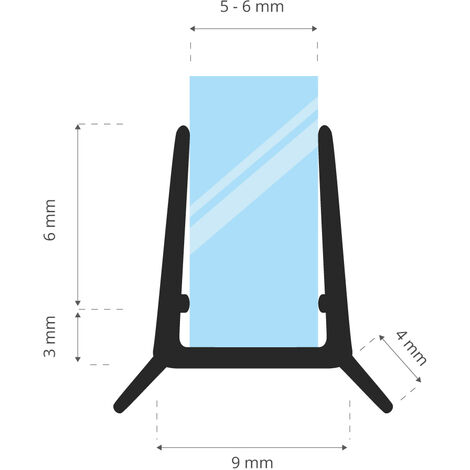 STEIGNER Joint de douche pour paroi en verre joint d’étanchéité droit PVC 200cm vitre 5/6 / 7 mm UK21 