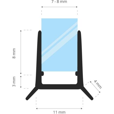STEIGNER Joint de douche pour paroi en verre, 30cm, vitre 7/ 8 mm, joint d'étanchéité PVC droit pour les cabines de douche réctangulaires, UK24-08