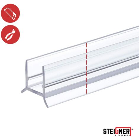 STEIGNER Joint de douche pour paroi en verre, 30cm, vitre 7/ 8 mm, joint d'étanchéité PVC droit pour les cabines de douche réctangulaires, UK24-08