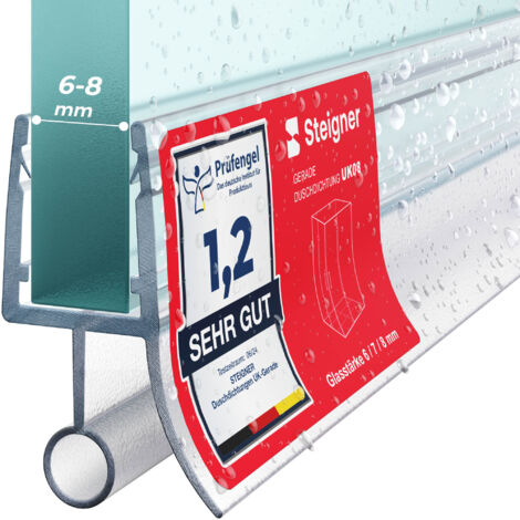 Steigner – Joint de porte de douche transparent 70 cm – Joint vertical pour douche à angle ou pentagonale 6-8 mm – PVC durable, installation facile
