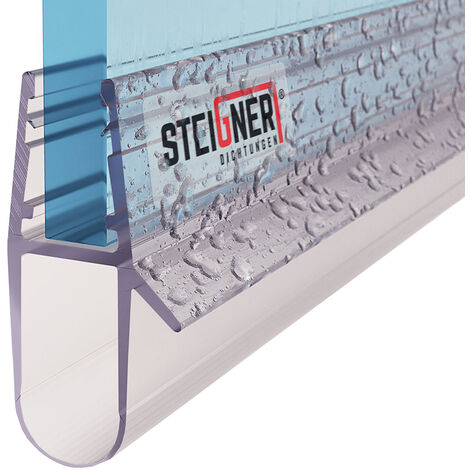 STEIGNER Joint de douche pour paroi en verre, 100cm, vitre 6/7/ 8 mm, joint  d'étanchéité PVC droit pour les cabines de douche réctangulaires, UK02