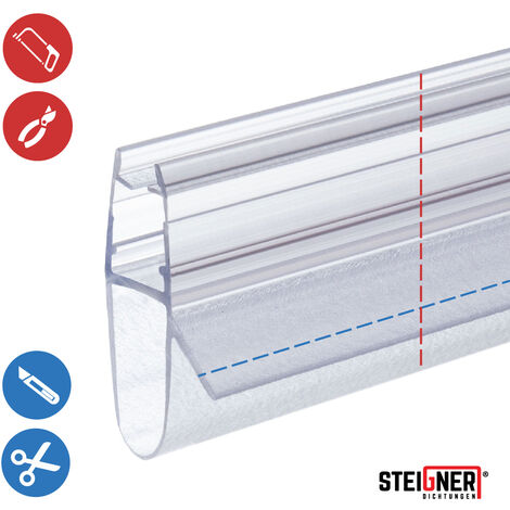 STEIGNER Joint de douche pour paroi en verre, 30cm, vitre 6/7/8mm, joint  d'étanchéité PVC droit pour les cabines de douche réctangulaires, UK07