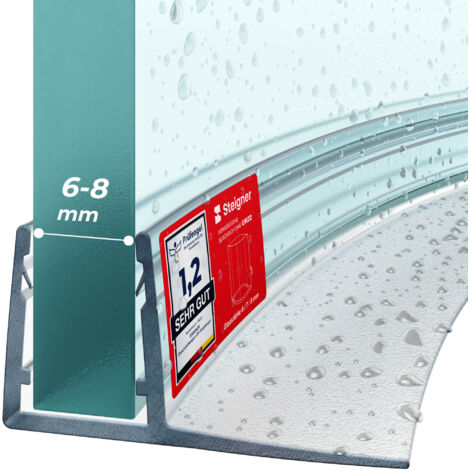 STEIGNER Joint de douche pour paroi en verre, 30cm, vitre 6/7/8mm, joint d'étanchéité PVC courbé pour les cabines de douche arrondies, UK02