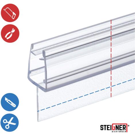 STEIGNER Joint de douche pour paroi en verre, 50cm, vitre 6/ 7/ 8 mm, joint d'étanchéité PVC droit pour les cabines de douche réctangulaires, UK10