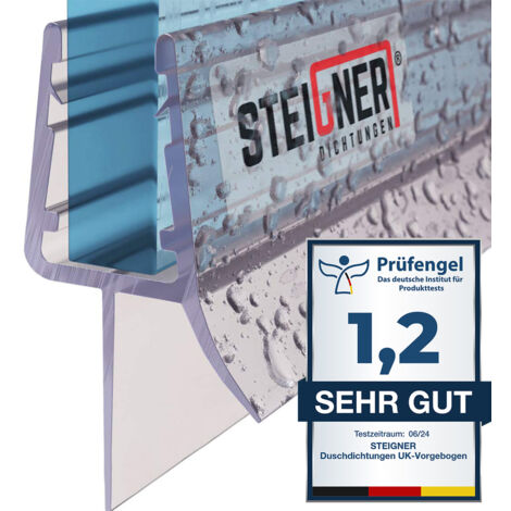STEIGNER Joint de douche pour paroi en verre, 130cm, vitre 7/ 8 mm, joint d'étanchéité PVC droit pour les cabines de douche réctangulaires, UK33-08