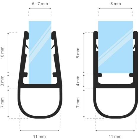 STEIGNER Joint de douche pour paroi en verre, 30cm, vitre 6/7/8mm, joint d'étanchéité PVC courbé pour les cabines de douche arrondies, UK07