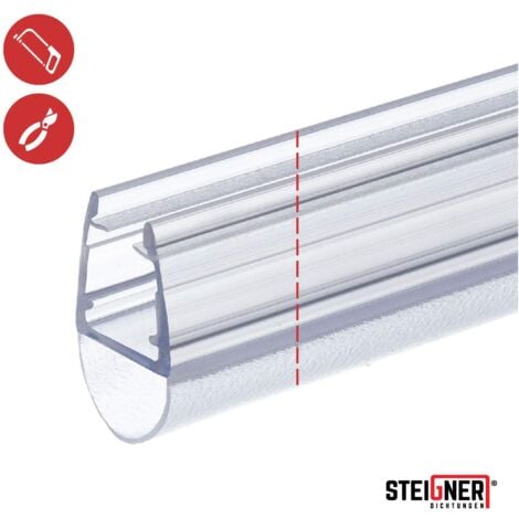 STEIGNER Joint de douche pour paroi en verre, 30cm, vitre 6/7/8mm, joint d'étanchéité PVC courbé pour les cabines de douche arrondies, UK07