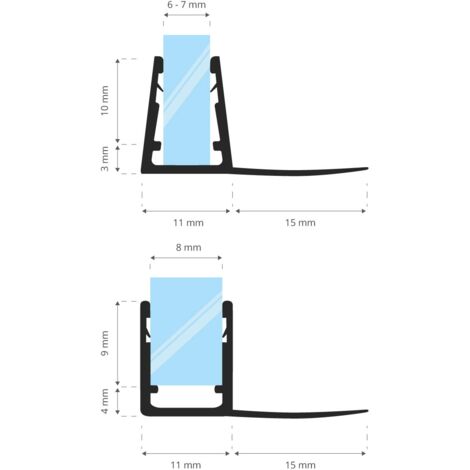 STEIGNER Joint de douche pour paroi en verre, 40cm, vitre 6/7/8mm, joint d'étanchéité PVC courbé pour les cabines de douche arrondies, UK02
