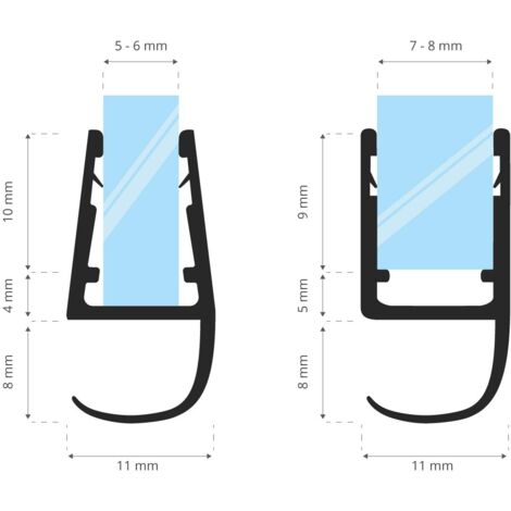 STEIGNER Joint de douche pour paroi en verre, 50cm, vitre 5/ 6/ 7/ 8 mm, joint d'étanchéité PVC droit pour les cabines de douche réctangulaires, UK15