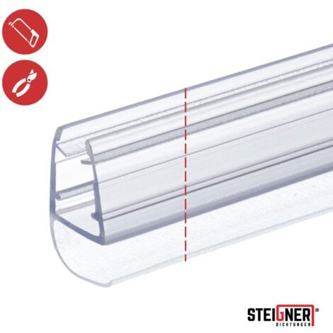STEIGNER Joint de douche pour paroi en verre, 30cm, vitre 5/6/7/8mm, joint d'étanchéité PVC courbé pour les cabines de douche arrondies, UK15