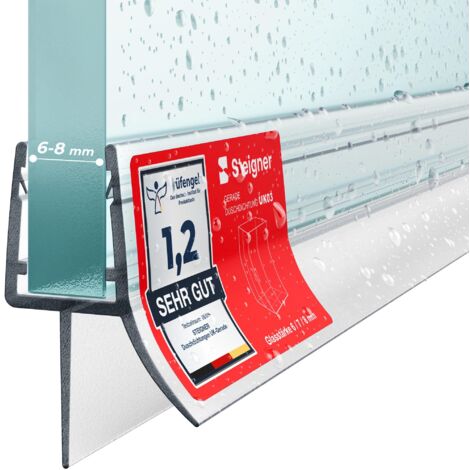 Steigner – Joint de douche droit 100cm – Étanchéité PVC pour vitre 6/7/8mm – Pour cabines rectangulaires – Installation rapide et durable