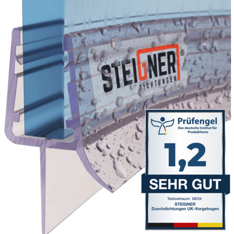 Steigner – Joint de douche courbé 100cm – Étanchéité PVC pour parois en verre 6/7/8mm – Installation rapide – Pour cabines arrondies