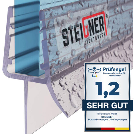 STEIGNER Joint de douche pour paroi en verre, 130cm, vitre 3,5/4/5mm, joint d'étanchéité PVC droit pour les cabines de douche réctangulaires, UK13