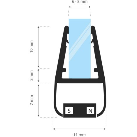 STEIGNER Joints De Douche Magnétiques SET, 197cm, Vitre 6/7