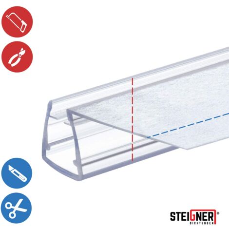 STEIGNER Joint de douche pour paroi en verre, 30cm, vitre 6/ 7/ 8 mm, joint d'étanchéité PVC droit pour les cabines de douche réctangulaires, UK11