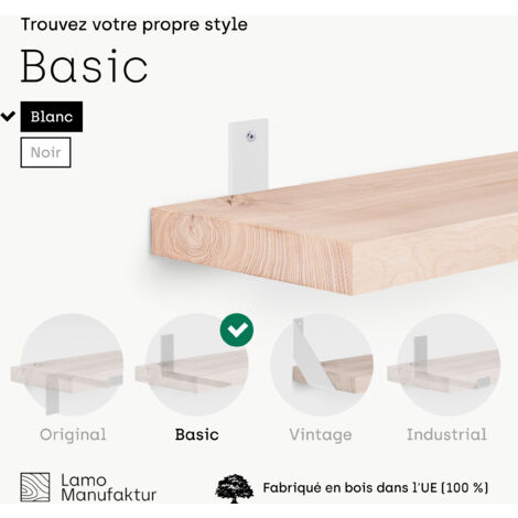 LAO anufaktur 2 étagères urale en Bois avec Fixation Invisible 2X
