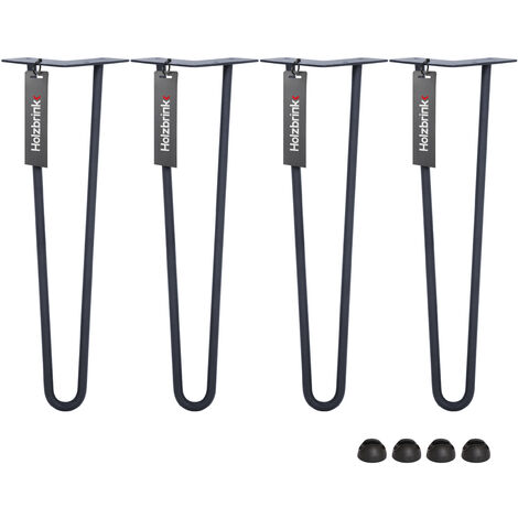 HOLZBRINK Pied de Table en Acier Hairpin Triple Barre 12 mm, Hauteur: 50 cm, Acier Brut, 1 pcs, HLT-13A-50-0000