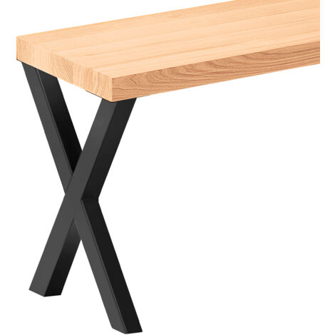 LAMO Manufaktur Banc d’entrée 30x60x47 cm (l x L x h), pied en métal modèle Creative Acier brut / assise en bois couleur naturel, LSB-01-A-002-60-0000Cr