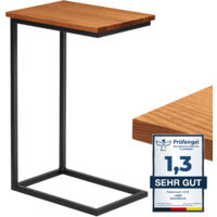 LAMO Manufaktur table d'appoint table pour ordinateur portable table de canapé table basse mobile table de chevet 45x30x67cm cadre Noir plateau 100% bois massif couleur: Rustique