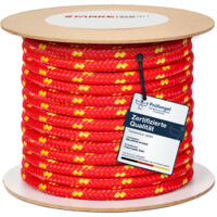 Seilwerk STANKE Corde polypropylène rouge avec fils marqueurs jaunes 12mm 50 m - Corde à linge extérieur, pour attacher la tente - Cordeau pour le jardin extérieur, la pêche, la survie