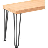 LAMO Manufaktur Banc d’entrée 30x30x47 cm (l x L x h), pied en métal modèle Simple Acier brut / assise en bois couleur naturel, LSB-01-A-002-30-0000S