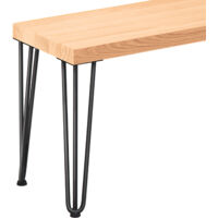 LAMO Manufaktur Banc d’entrée 30x140x47 cm (l x L x h), pied en métal modèle Simple Noir / assise en bois couleur naturel, LSB-01-A-002-140-9005S