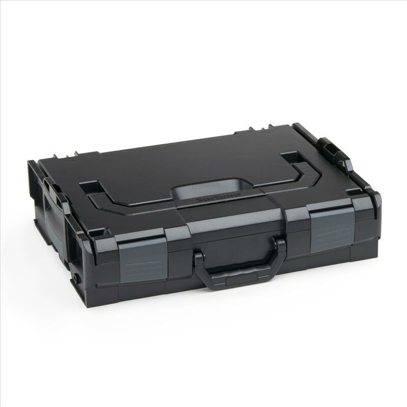 BOSCH-SORTIMO System L-BOXX 102 schwarz Verschlüsse anthrazit &  Inset-Boxen-Set A3 & Deckeleinlage