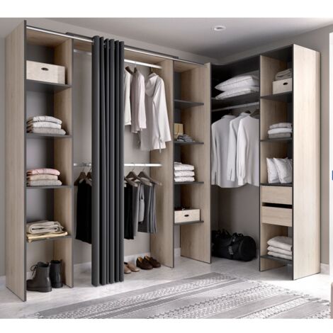 VESTIDOR COMPLETO EN ANGULO CON CORTINAS SAMOS - Grafito / Natural (1/5)