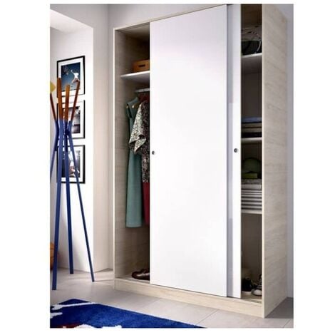 Buyqualia Armario hogar escobero multiusos de una o dos puertas con  estantes interiores para guardar productos de limpieza, escoba, fregona en  color blanco
